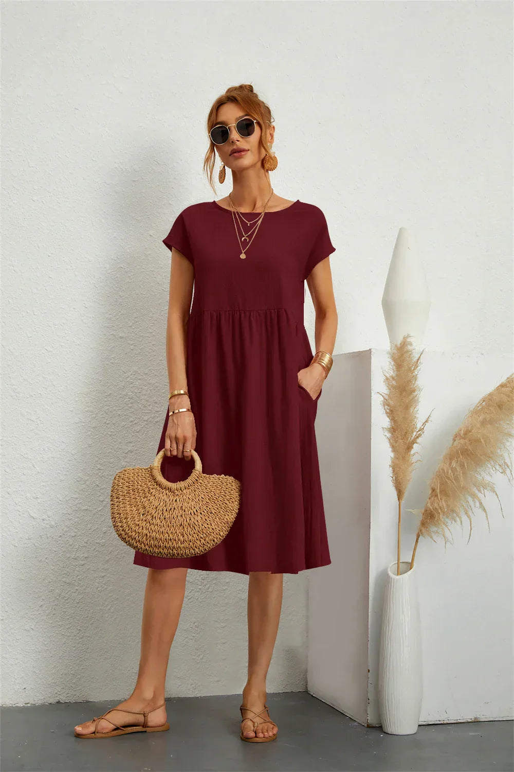 Sage – Robe décontractée à poches